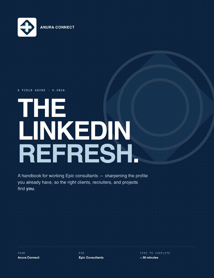 Cover of The LinkedIn Refresh, Anura Connect's field guide for Epic consultants